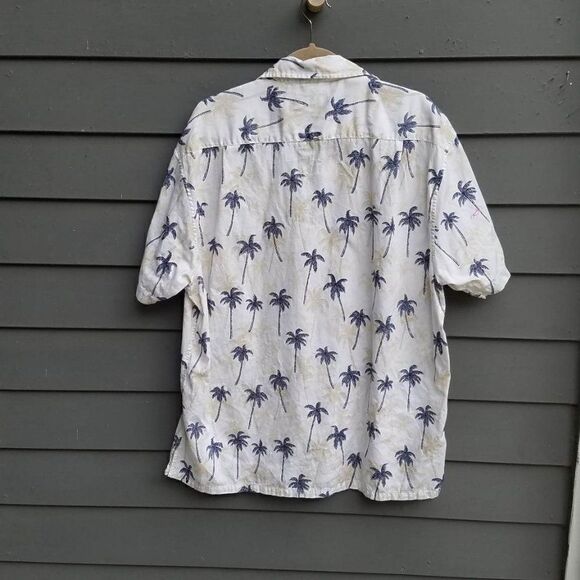 Mens Nautica Cotton White Tropical Shirt with Palm Trees Size Large - Picture 3 of 10